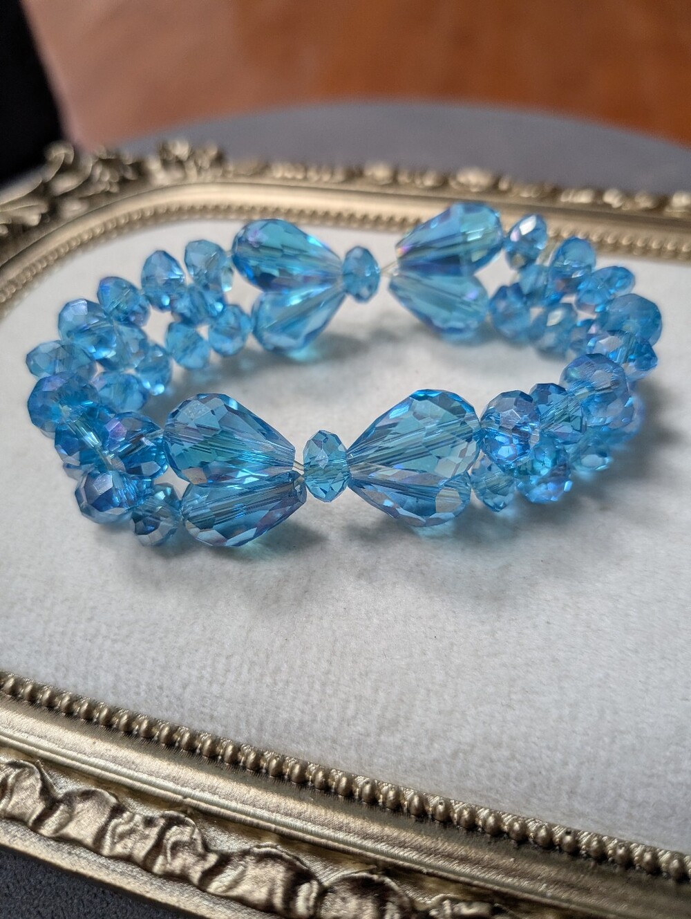 Beautiful Blue Beaded Sparkling Crystal Stretch Bracelet *Bundle and Save*